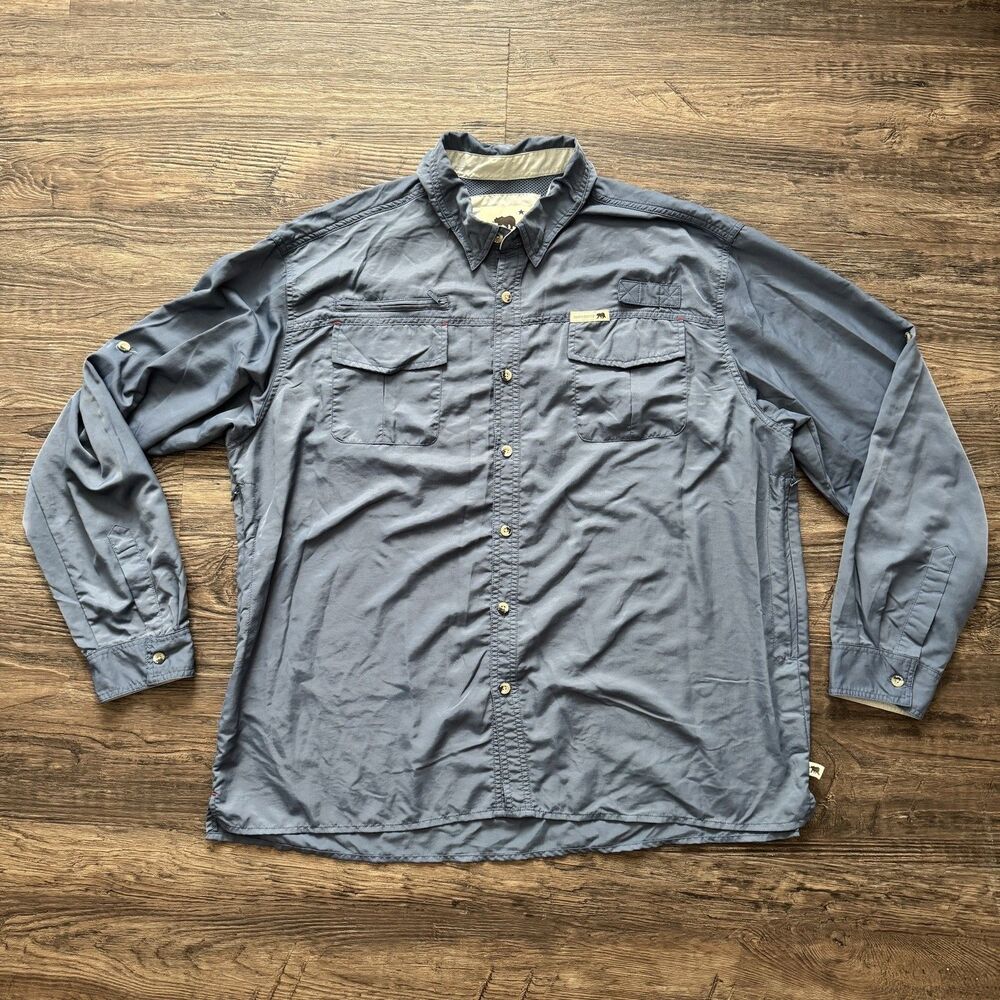 Dakota Grizzly Men’s 2XL Vented Nylon Fishing Hiking Utility Shirt Blue